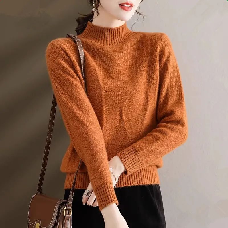 Elegant High Neck Sweater: Cozy & Chic, Perfect Warm Knit Top for Women - Versatile Solid Color, Ideal for Fall/Winter