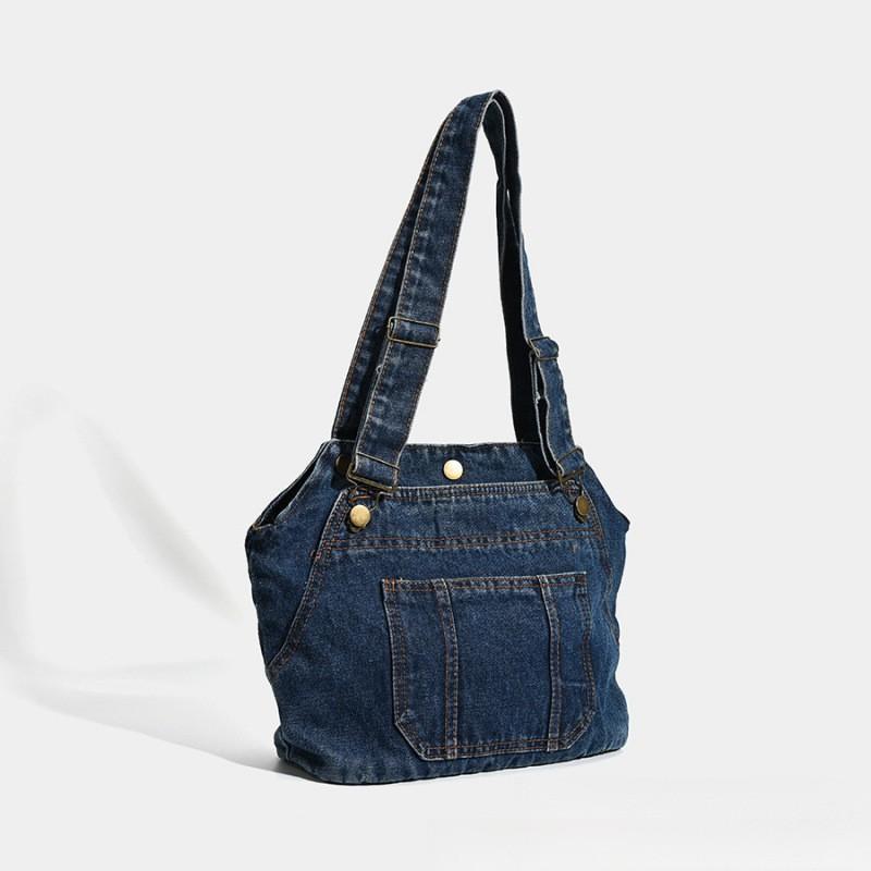 Korean Retro Denim Bag Armpit Large-capacity Tote Commuter Washed Cloth Fashionable All-matching Shoulder Trendy