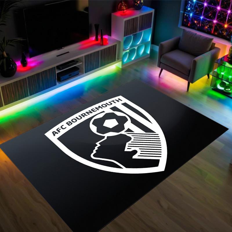 Bournemouth Football Design Crystal Velvet Carpet Cozy Non?Slip Printed Rug For Bedroom Living Room Entrance