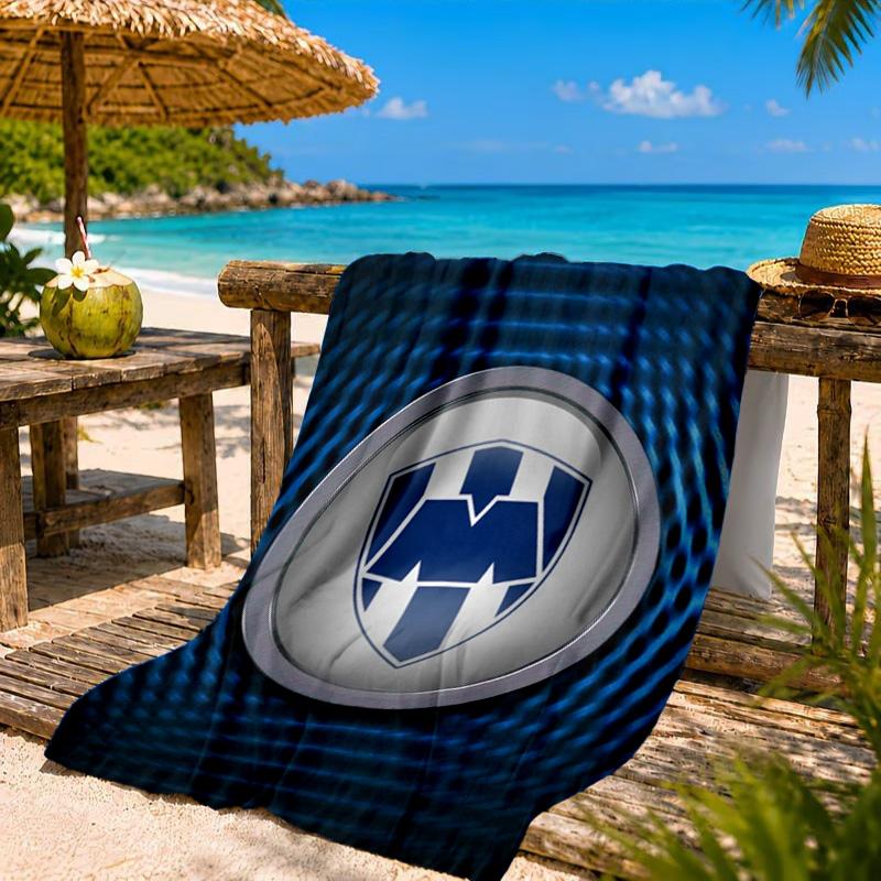 Monter-rey Football Crest Art Printed Microfiber Beach Towel, Soft And Absorbent, Quick-Dry, Ideal for Summer Travel, Beach Essential, Swimming Pool