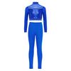 Girls Mock Neck Long Sleeve Mesh Patchwork Shiny Sequins Crop Top Elastic Waistband Leggings Jazz Dance