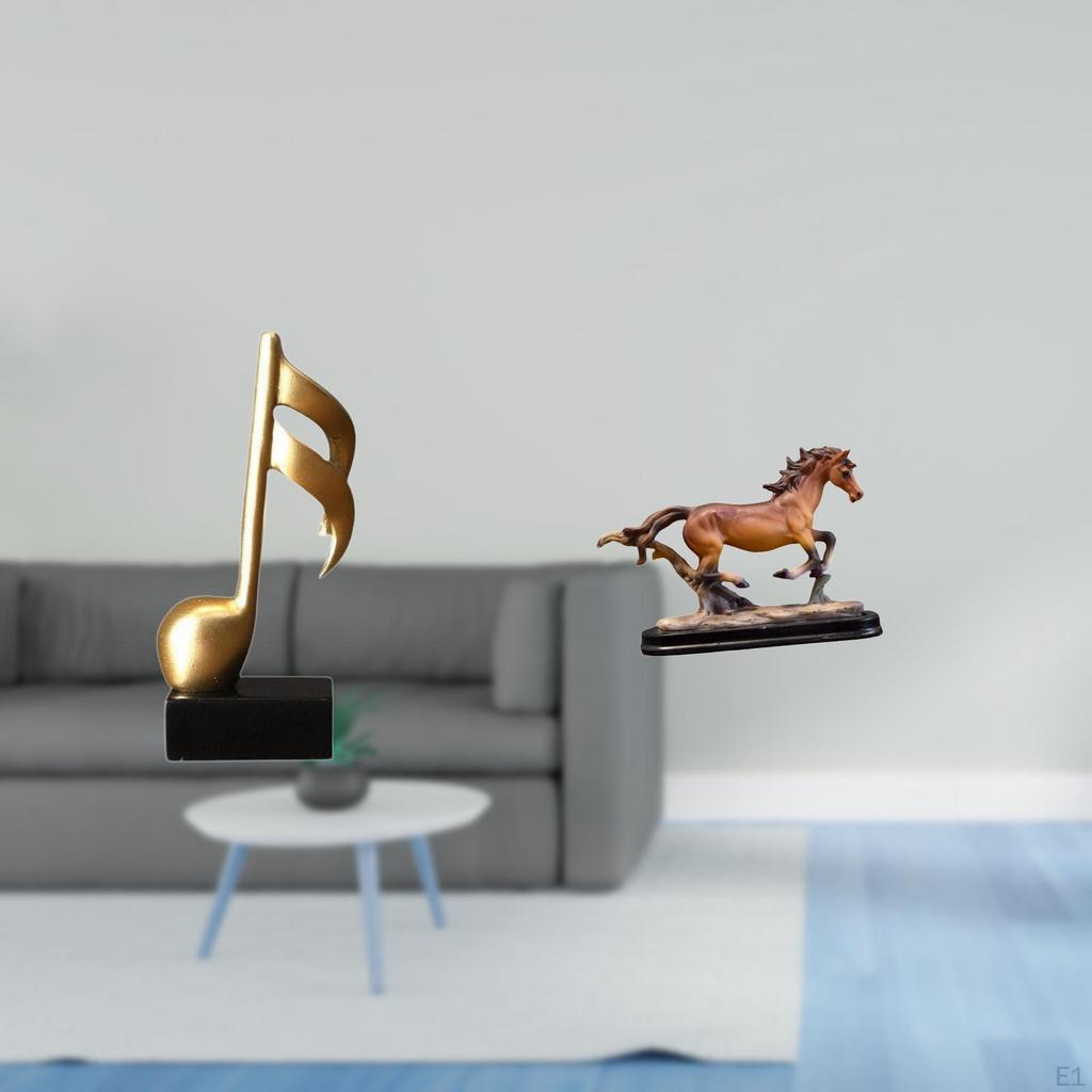 Musical Horse Note Resin Figurine Creative Tabletop Artwork Centerpiece Ornament for Desk Fireplace