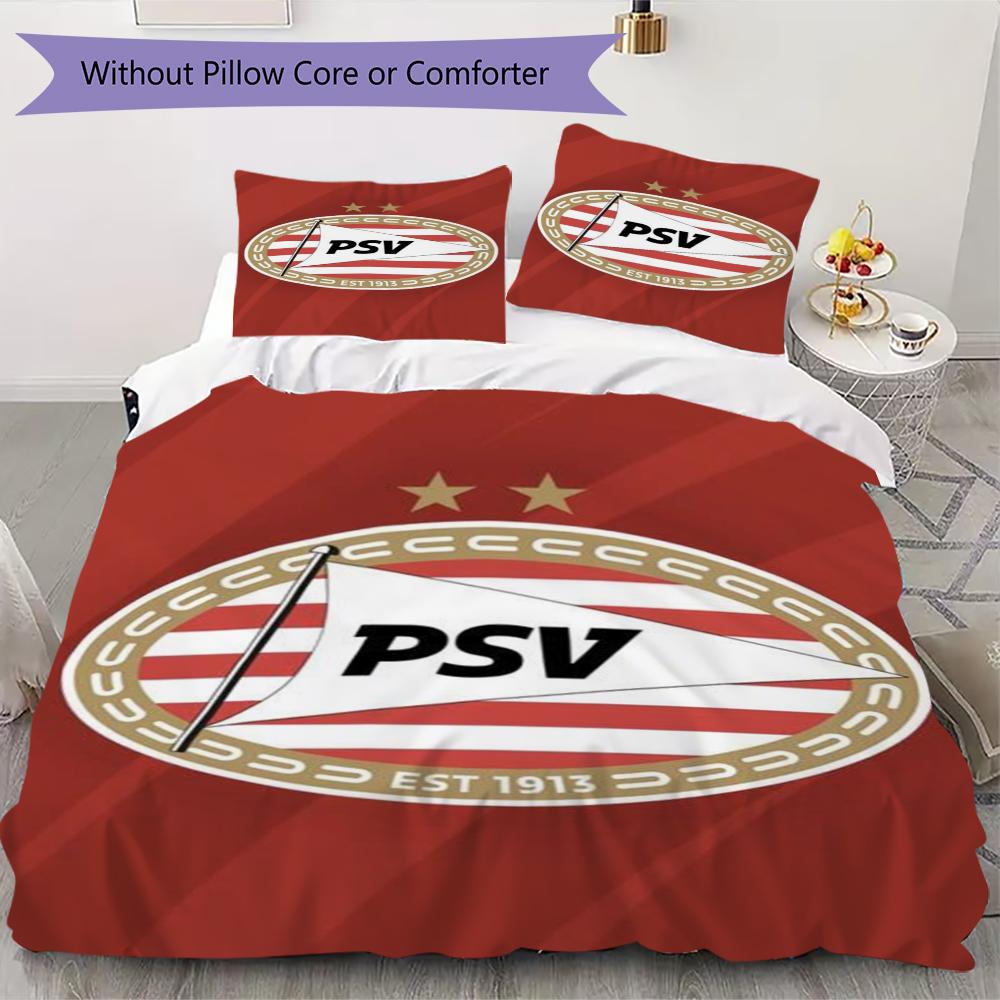 Juego de Funda Nórdica y Funda de Almohada con Estampado del PSV Eindhoven Decoración del Hogar Regalo de Cumpleaños (1 * funda de edredón + 2 * fundas de almohada sin relleno)122