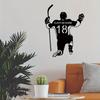 Vintage Hockey Player Metal Wall Art Custom Black Matte Sign