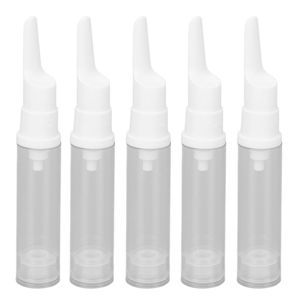 5pcs Duckbill Nozzle Vacuum Pump Bottle Clear Refillable Travel Dispenser Container for Eye Cream Lotion 10ml