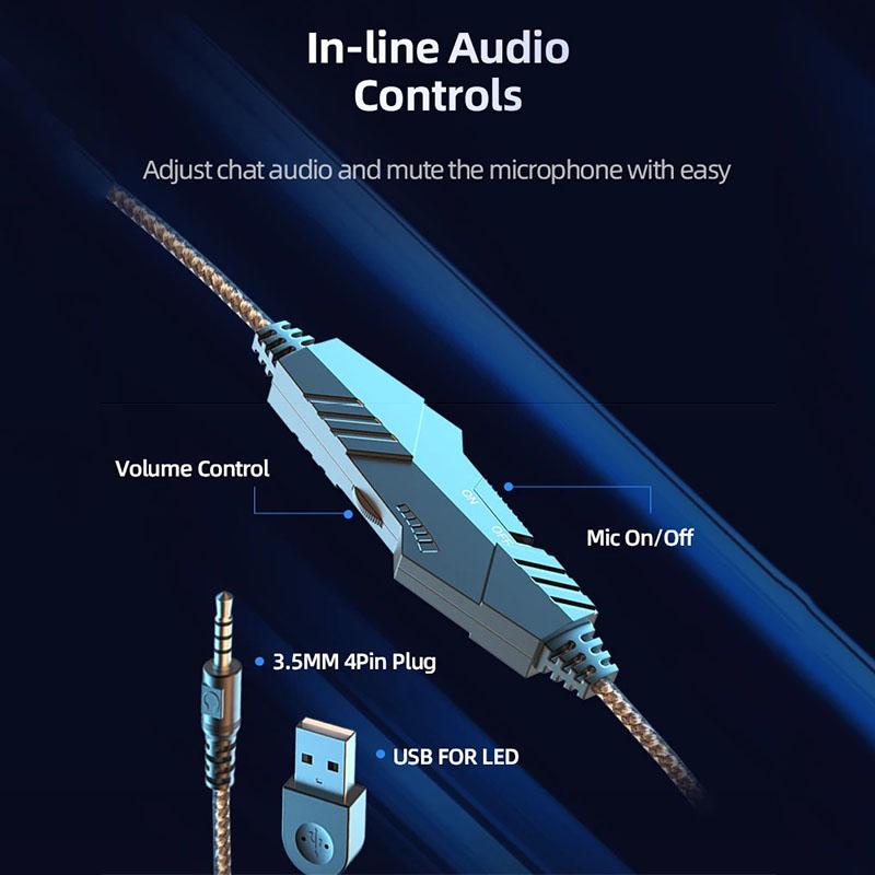 Căști cu fir pentru sporturi electronice, căști luminoase pentru jocuri, căști stereo surround, sunet ultra clar, microfon, HiFi, USB, căști