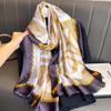 French Design L Silk Scarf Women's Long Satin Spinning Shawl High-end Light Luxury Ins Style Versatile Professional Wear