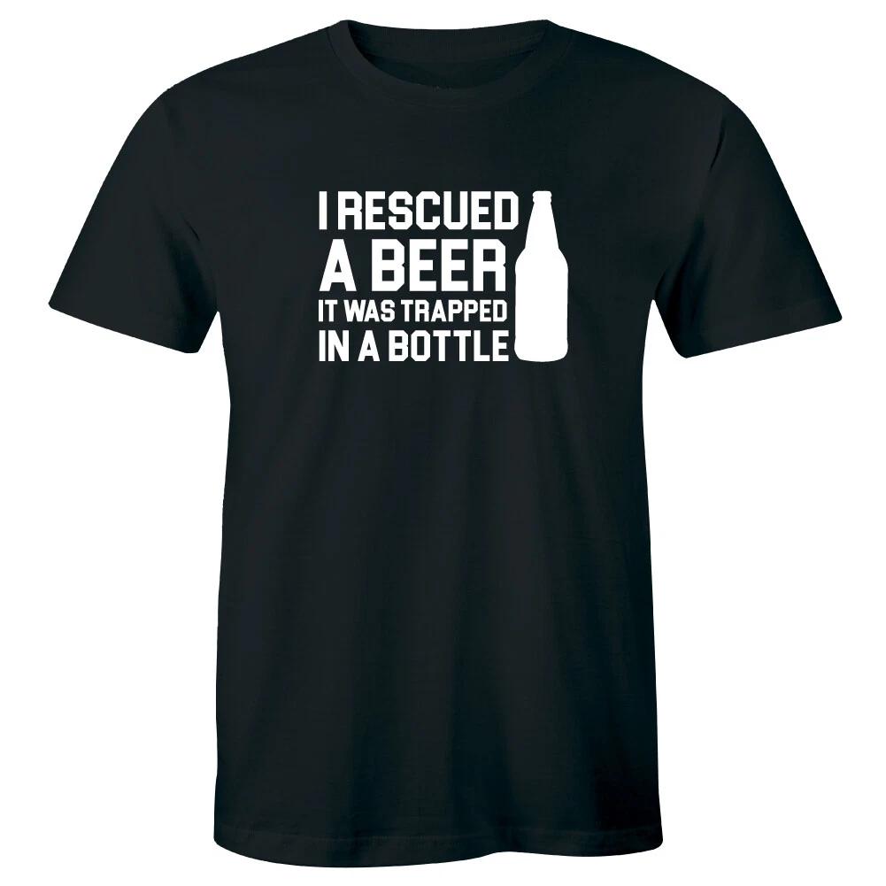 

I Rescued A Beer It Was Trapped In A Bottle Men s T-Shirt Funny Alcohol Tee S