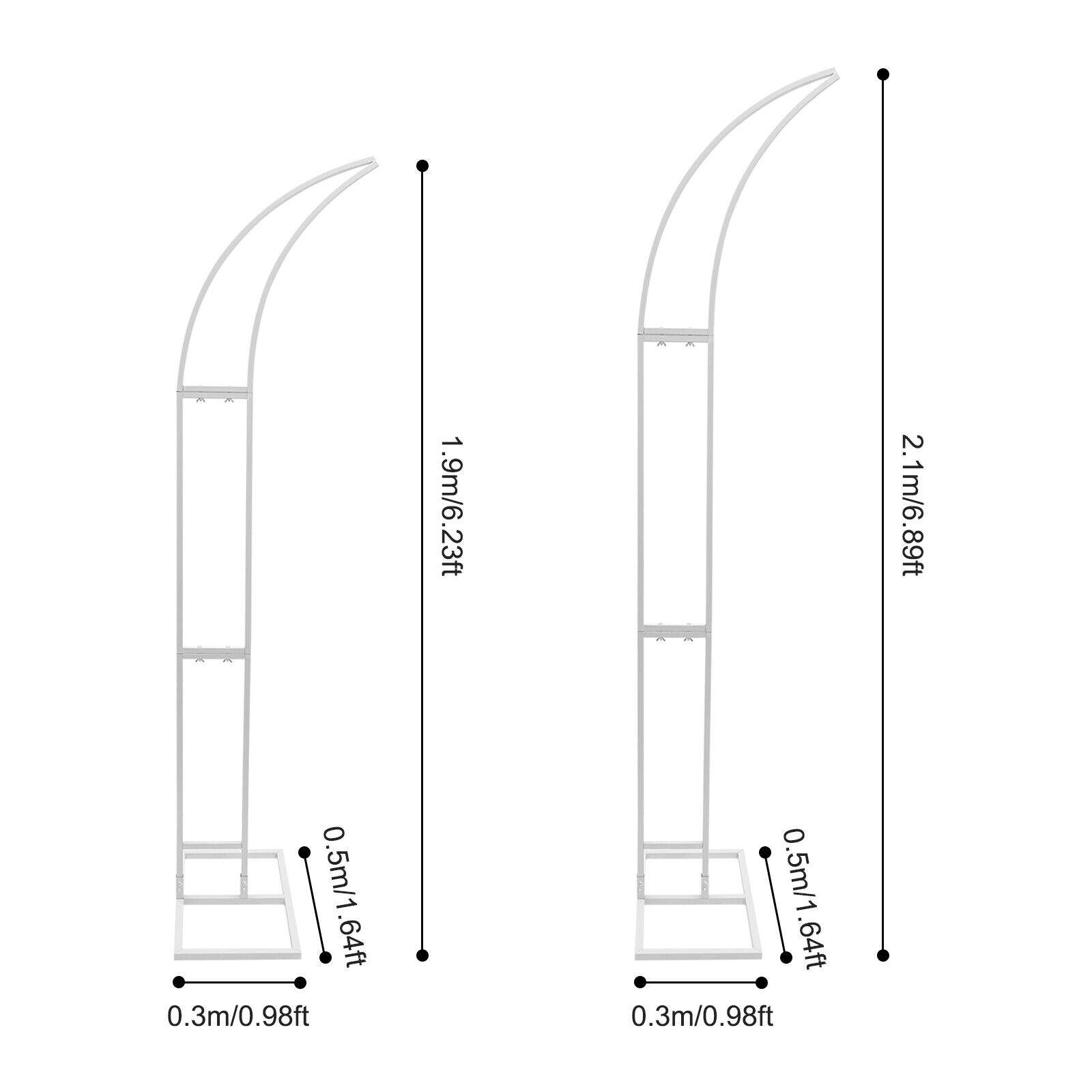 

2 шт. Белая металлическая свадебная арка для церемонии, вечеринки, декора, стойка-фон, высота 2,1 м, 1,9 м, изогнутый верх, цветочная рама XL