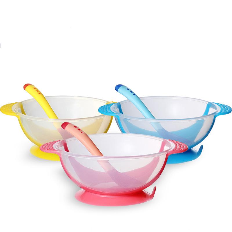 Temperature-Sensitive Non-Slip Baby Suction Bowl with Training Spoon