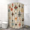 1pc Mid-Century Modern Christmas Shower Curtain,  Vintage Ornaments & Stars Design, Festive Holiday Bathroom Decor