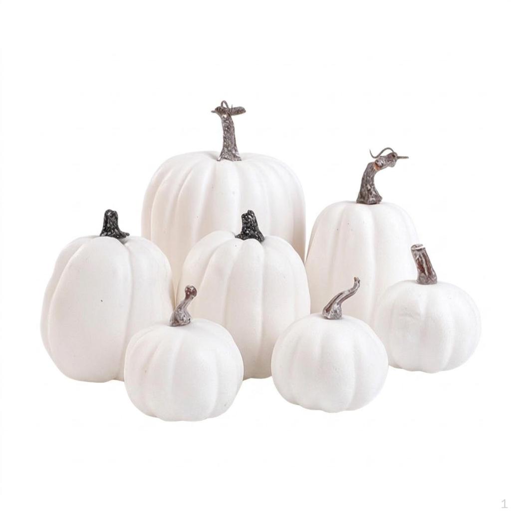7 Pieces Foam Pumpkins Realistic Artificial Pumpkin Set Faux