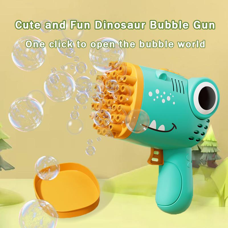 40 Hole Dinosaur Children's Bubble  Handheld Bubble Machine Parent Outdoor Game Bubble Gun Without Battery and Bubble Water