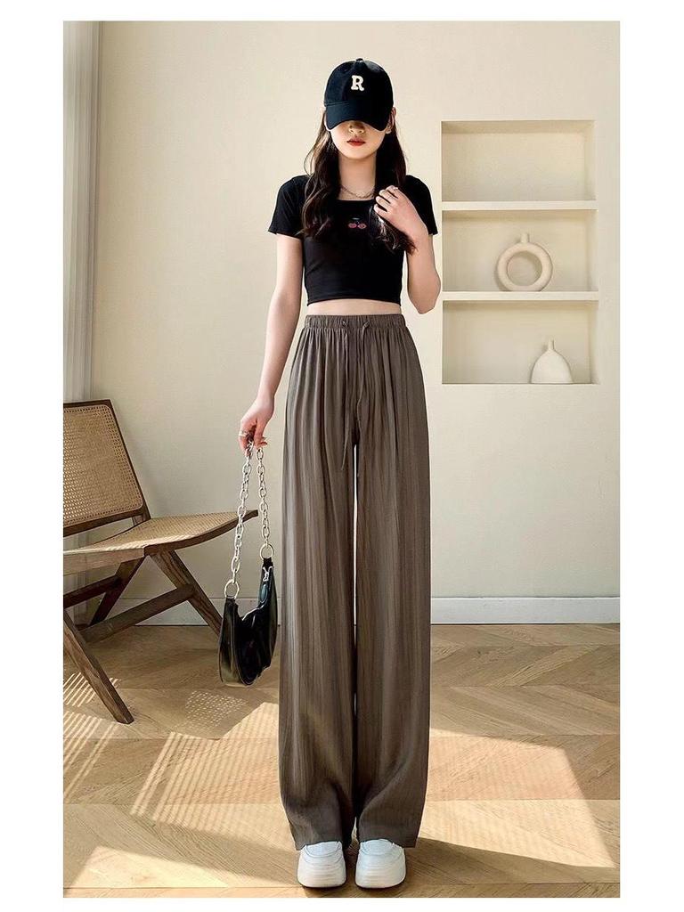 Nové podzimní a zimní pletené oblačné kalhoty s vysokým pasem: Volné, ležérní kalhoty se širokými nohavicemi