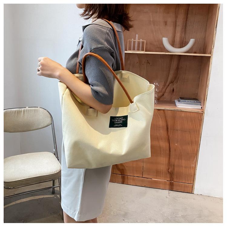 Large Capacity Canvas Bucket Bag for Women Trendy Street Style Shoulder Crossbody Purse with Magnetic Closure
