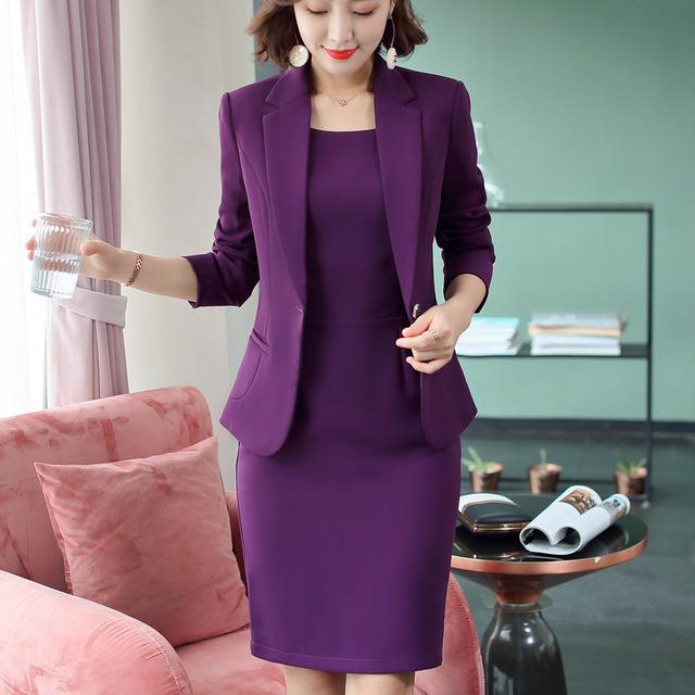 Buy Elegant Blazer Dress Suits Women Business Work Uniform Office Lady  Professional Two Piece Set Suit Dress Female Fashion at affordable prices   free shipping, real reviews with photos  Joom