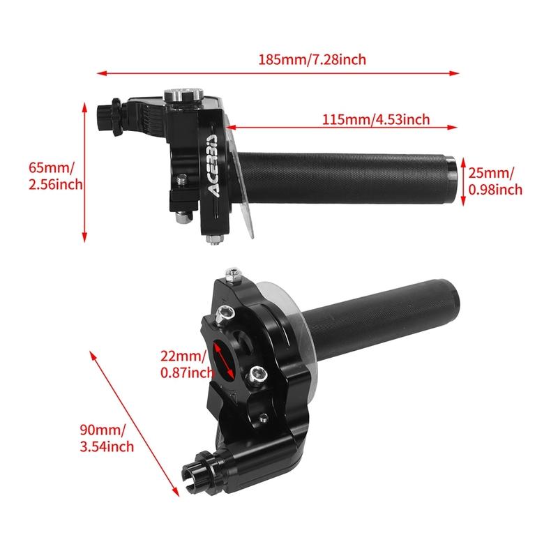 7/8" 22mm Aluminum Throttle Grip Twist Quick Action Gas Throttle Settle With Cable For Motorcycle Dirt Pit Bike 50cc 110cc 125cc