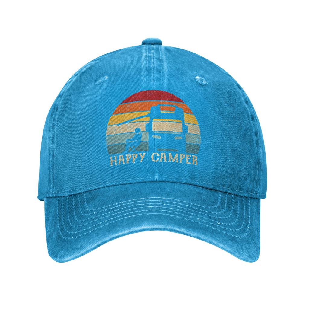 Happy Camper RV Kempingové Merch Baseballové Čepice Unisex Denní Klobouky Čepice Nastavitelná Trucker Čepice
