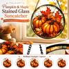2D Acrylic Window Hanging Pumpkin and Maple Leaf Sunshade Door Decoration Autumn Seasonal Decor Halloween Ornament Home Accent