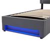 Flat Bed Upholstered Large Storage Space LED Lighting Sturdy Construction Good Single Load Capacity with USB Ports Modern Bedroom Double
