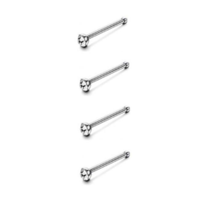 4/12PCS Stainless Steel Zircon Nose Piercing Stud Set L Shape Nose Ring Lot Twist Nose Ring Stud Bulk Body Piercing Nariz Pack
