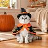 Yangyizhi 1 Set Pet Halloween Costume, Cat Wizard Hat And Cape, Cute Pumpkin Print Apparel for Small Dogs Cats Festive Party Wear