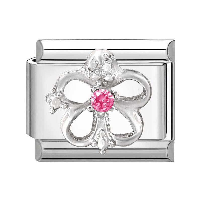 

New Shiny Zircon Heart Butterfly Flower Star Bow Italian Charm Links Fit 9MM Stainless Steel Bracelet Girls DIY Making Gift