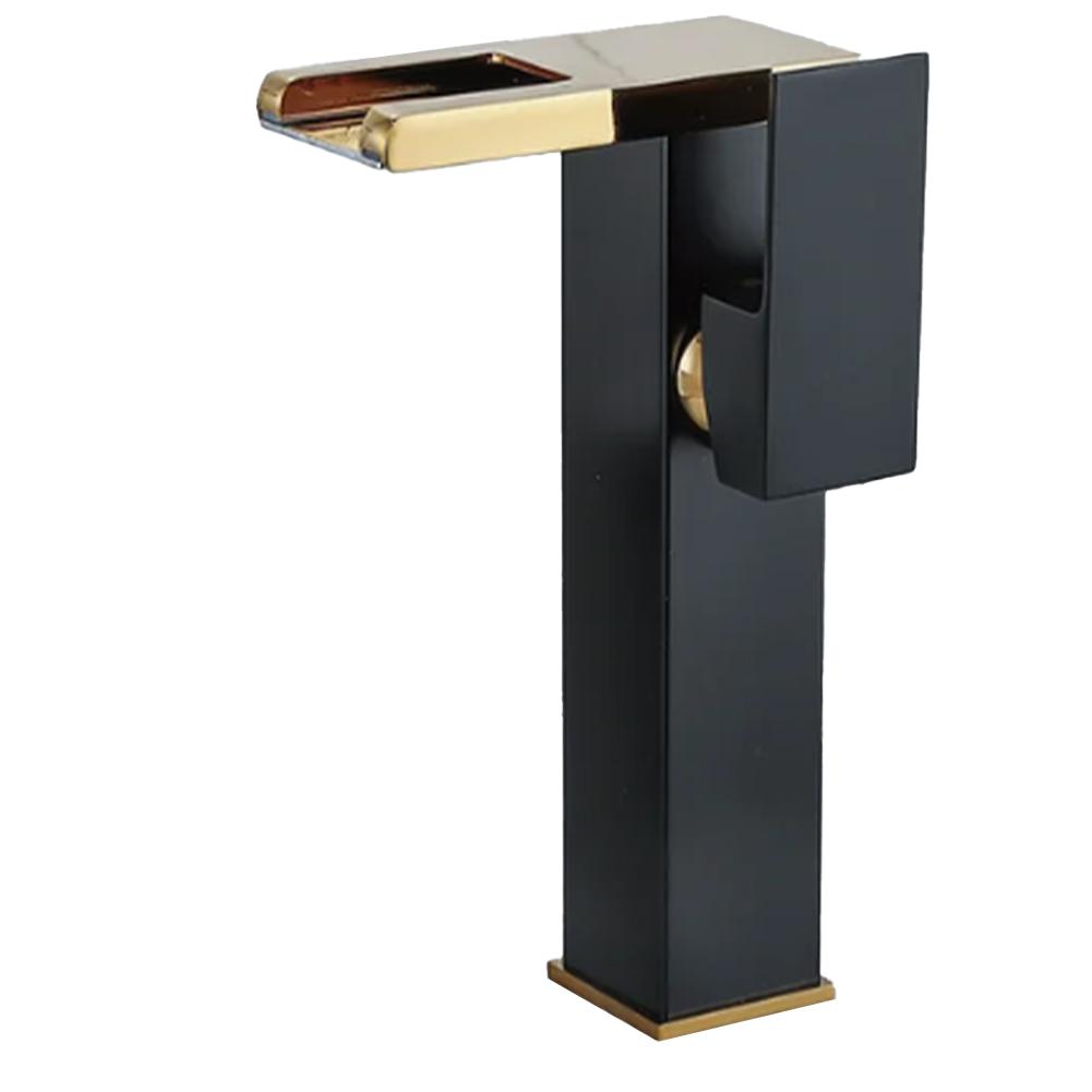 Farbwechselnder Wasserfall-Mischhahn Einhebel-Warm- und Kaltmischer Messing Wasserfall-Waschtischarmatur für Badezimmerspüle