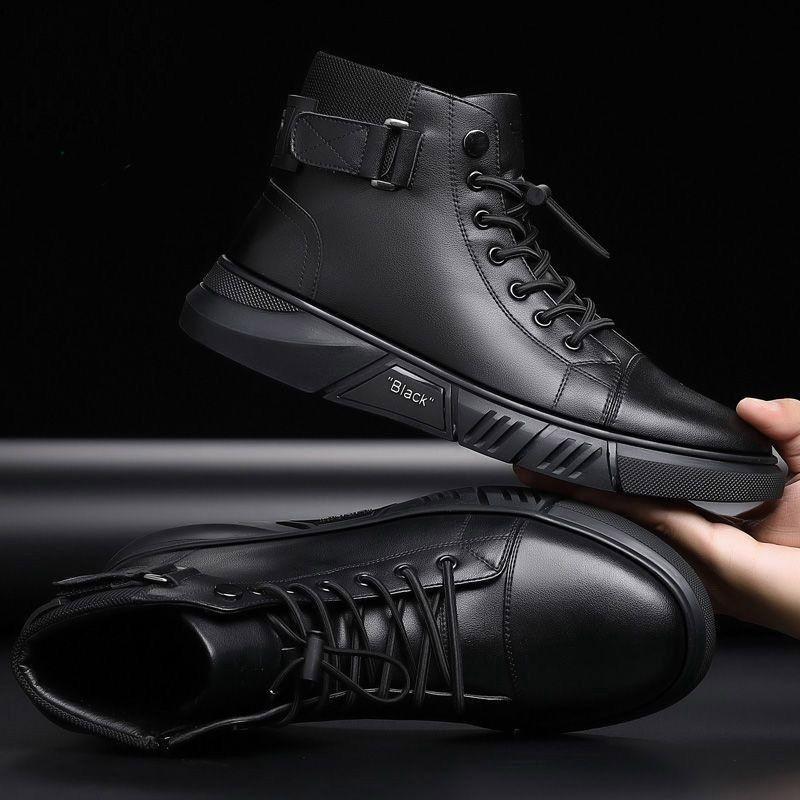 Martin boots men's new autumn and winter velvet men's British high-top casual leather shoes non-slip genuine leather men's shoes