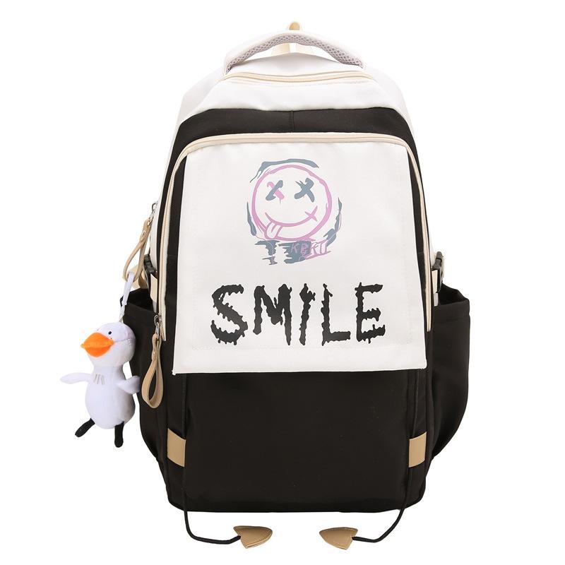 Schoolbag new student backpack casual large-capacity computer bag Korean version cute smiley face couple schoolbag manufacturer wholesale