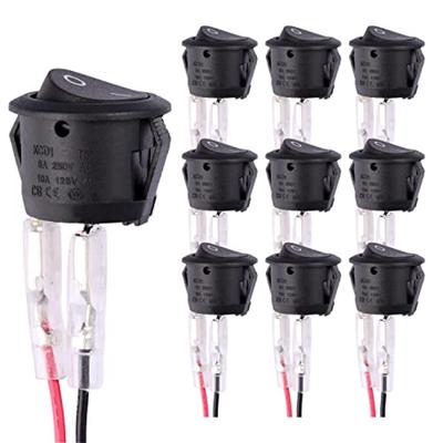 10 X Rocker Switch (With Wire) 12 V Round Lockable With Self-Locking Round 2-Pin Switch Rocker Switch 12 V Dc 20 A Switch Truck Trailer Car