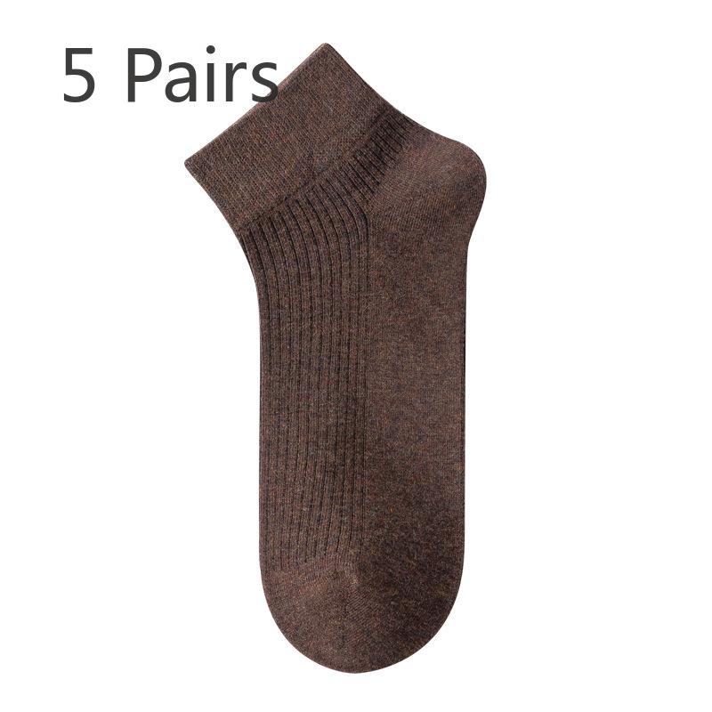 

5 пар мужских весенне-летних носков из чистого хлопка, дезодорирующих, впитывающих пот, однотонных 5 Pairs темно-коричневого