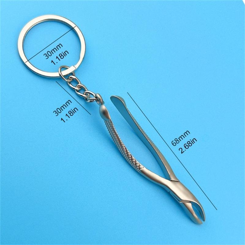 Sturdy Zinc Alloy Materials Tooth Shaped Keychain Charm Pendant Portable for Dental Professionals and Clinic Giveaways