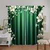 2 Pcs Green Flowers Print Curtains  Suitable for Bedroom  Living Room Kitchen Decoration  Home Decoration  Window Decoration