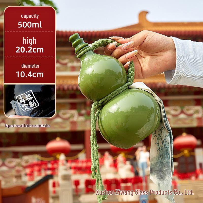Creative Celebrity-Infused Gourd Glass Bottle for Liquor, Milk Tea, or Fruit Tea with Lid - Perfect Small Gift