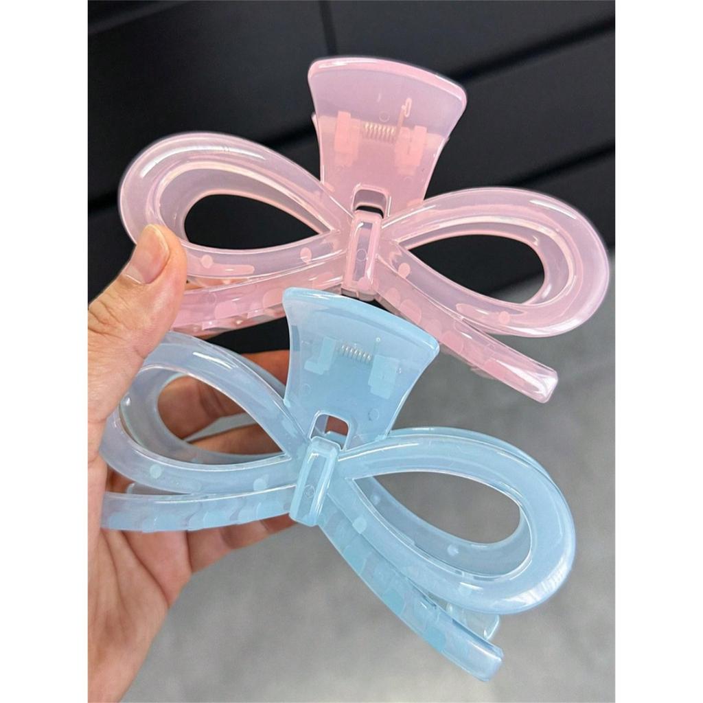 2 Ladies summer new solid color fresh sweet claw bow back head shark clip hair grab hair accessories