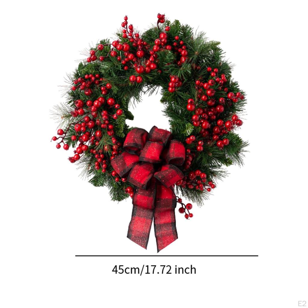 Christmas Wreath Hanging Decoration Red Berries Centerpiece Garland Traditional