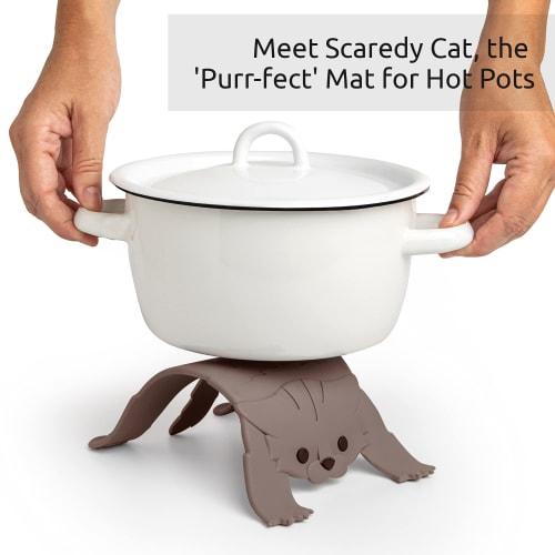 OTOTO Scaredy Cat Silicone Pad, Kitchen Countertop Silicone Trivet, Non-Slip Heat-Resistant Mat for Air Fryers, Hot Pot Holder, Large Silicone Trivet
