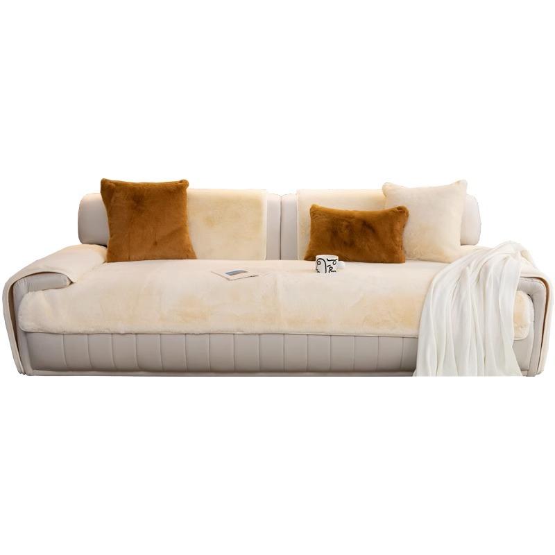 Mink Fur Sofa Cushion Winter Thickened Non-Slip High-Grade Cushion Light Luxury and Simplicity Modern Leather Sofa Cover Backrest Towel