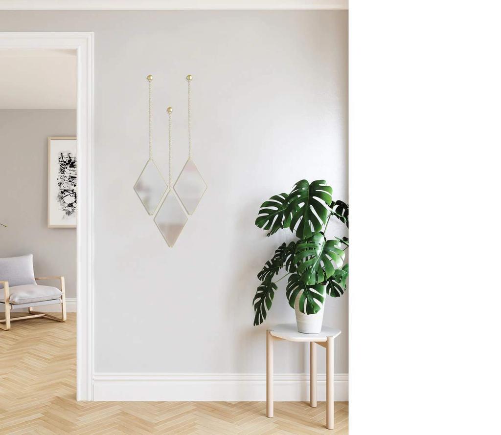 umbra Mirror Wall Hanging Mirror Wall Decoration Set of 3 Matte Brass DIMA 2358777221