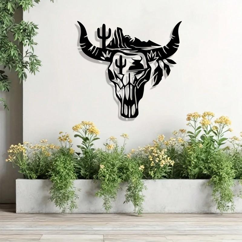 Metal Cactus Wall Sculpture Abstract Statue Black White Modern Art Decor Living Room Porch