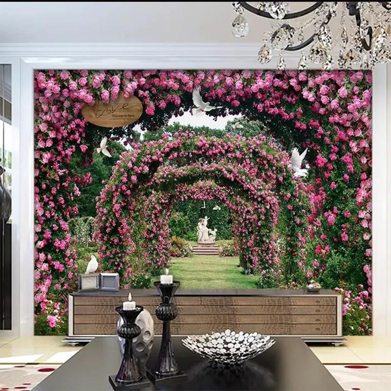 Romantic Flowers Photo Wallpaper 3d Rose Wreath Large Mural For Living Room Bedroom Wall Paper Home Decor