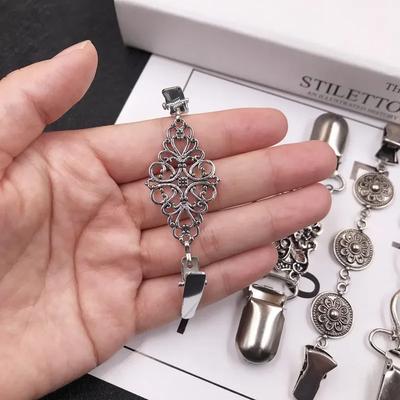 Women Dress Jewelry Cardigan Clip Brooch Fasteners for Clothes Clothespins Scarf Clip Brooch Sliver Pin Buckle Clip Holder