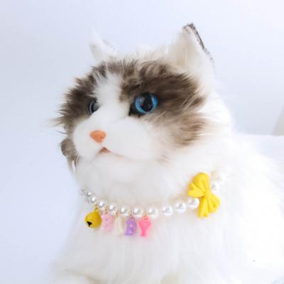 Pet Necklace Bowknot Decor Luxury Vibrant Color Medium Dog Cat Fade-resistant Necklace with Pendant