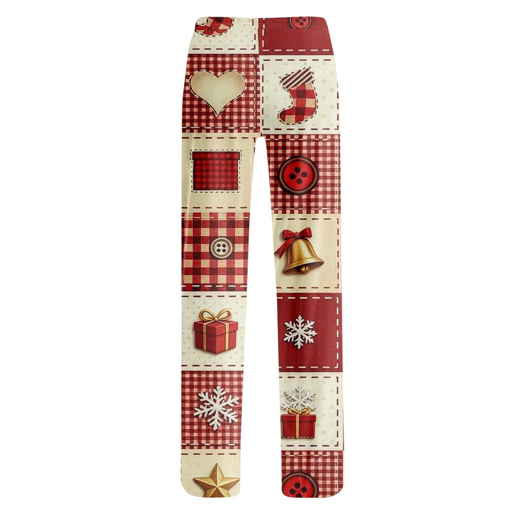 Women's Casual Pants with Christmas Print, Loose Fit, Stylish, for Holiday and Festive Occasions