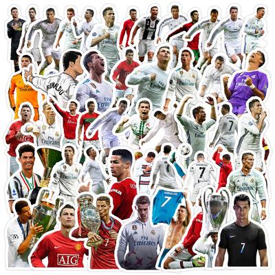 Adesivi Graffiti Impermeabili di Cristiano Ronaldo per Borracce e Telefoni - Design Creativo di Calcio, Confezione da 50