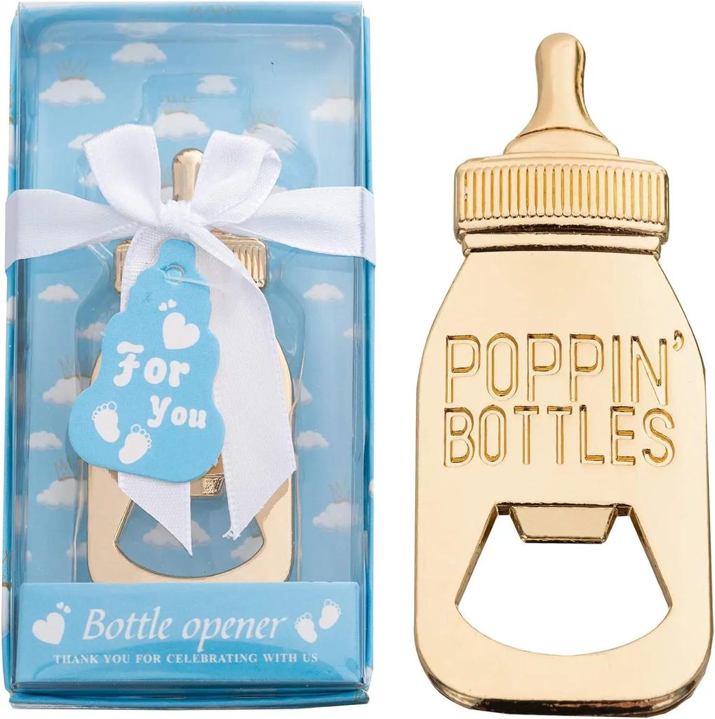Bottle Openers for Baby Shower Favors Gifts Decorations Souvenirs Poppin Bottles Openers with Gifts Box used for Wedding Favors