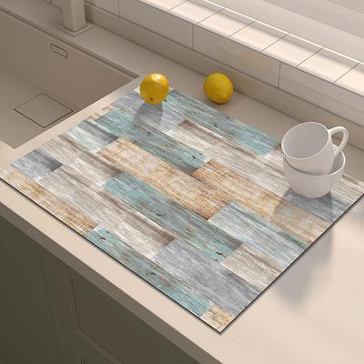 1 tapete de secado de goma con estampado de madera retro para cafetería, restaurante, cocina, alfombra, vajilla, tapete de mesa de diatomeas duradero, tapete para mascotas, utensilios de café.