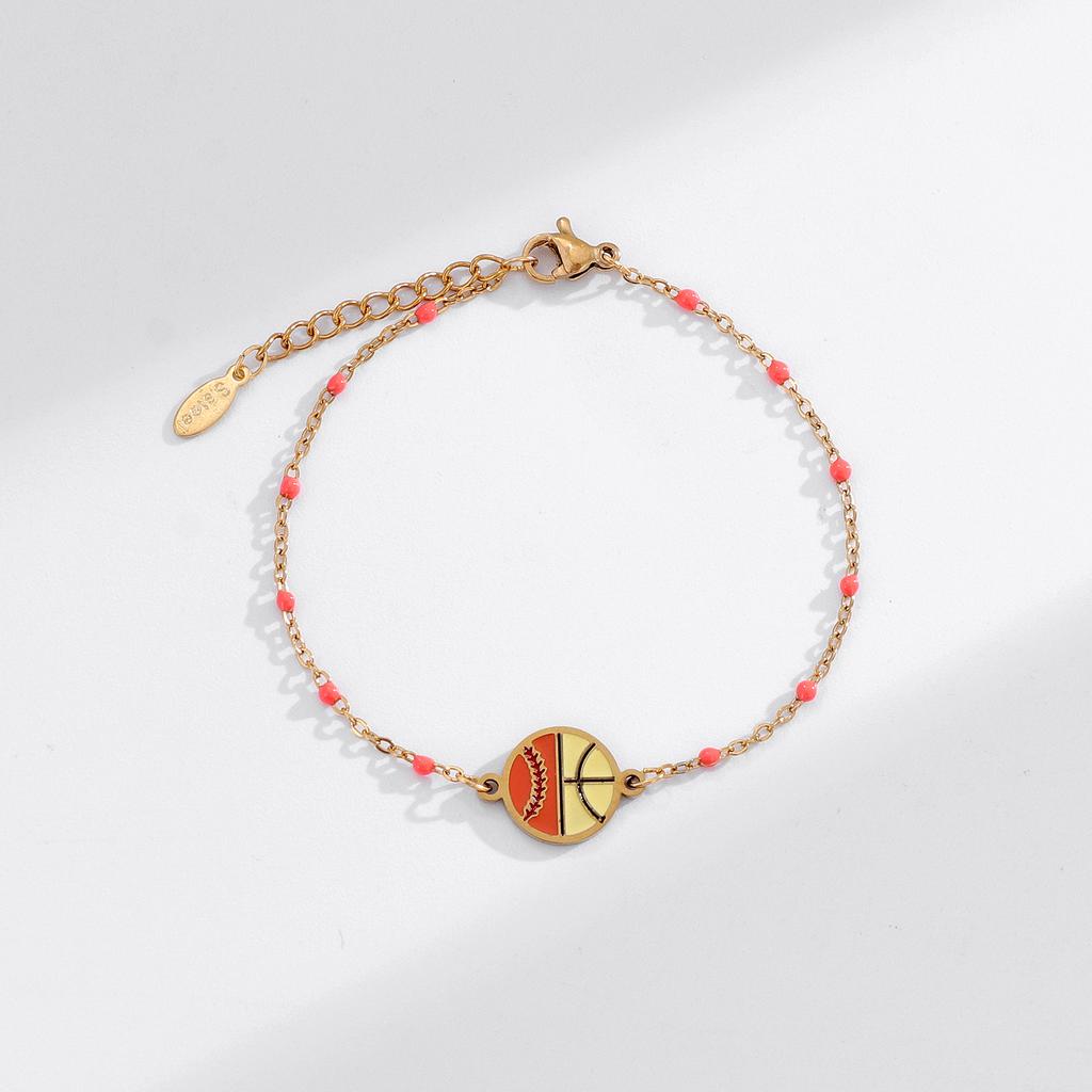 Women's Cross-border Creative Design Stainless Steel Soccer Beaded Bracelet European American-Style Minimalist Fashion Gift