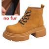 Women's Ankle Boots and Short Boots Thick-soled Casual Yellow Women Boots Plus Size Lace-up  Motorcycle Boots Female